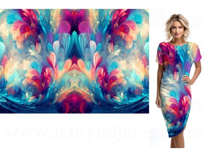 Viskozový úplet TOP 230g * Panel 120 cm * Pírka Fénixe
