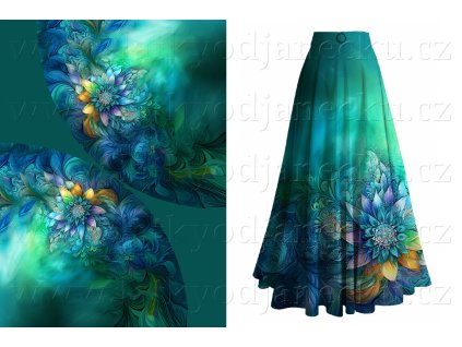 funkcni uplet se stribrem panel na pulkolovou maxisukni 190x156 cm zelenomodre svitani