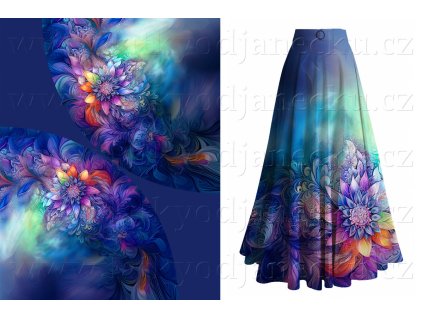 funkcni uplet se stribrem panel na pulkolovou maxisukni 190x156 cm kvetinova galaxie