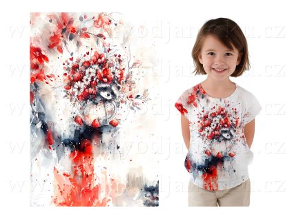 Bavlněný úplet TOP 180g - PANEL na přední pro děti M - Mýval v kytici