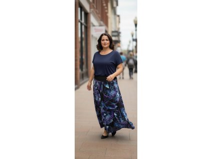 ODĚVY SKLADEM - Půlkolová sukně ZE SILKY - Vesmírná fantazie - vel.3XL