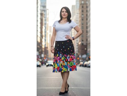 ODĚVY SKLADEM - Půlkolová sukně Z bavlněného úpletu - Knoflíky -  vel.L