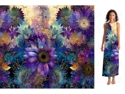 viskozovy uplet top 230g panel 150 cm kvety opulence