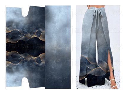 II. JAKOST * Funkční úplet se stříbrem * PANEL na zavinovací kalhoty SE STŘIHEM 200x156 cm * Ocelové vlny * 8088