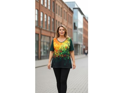 ODĚVY SKLADEM - Halena  Oranžovozelený stromek - vel. 2XL