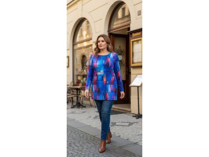 ODĚVY SKLADEM - Halena Modré káro - vel. XL/2XL