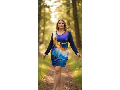 ODĚVY SKLADEM - Tunika/Šaty Zlatý vodopád - vel. 2XL