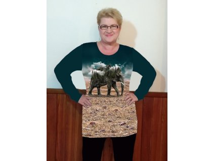 Teplákovina 240g * PANEL L 70 cm * Slon s lesem