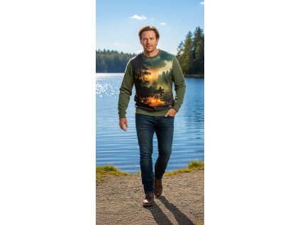 ODĚVY SKLADEM - Pánská mikina Loď na jezeře - vel. XL