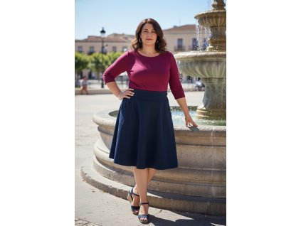 ODĚVY SKLADEM - Áčková sukně  Tmavě modrá - vel. 2XL