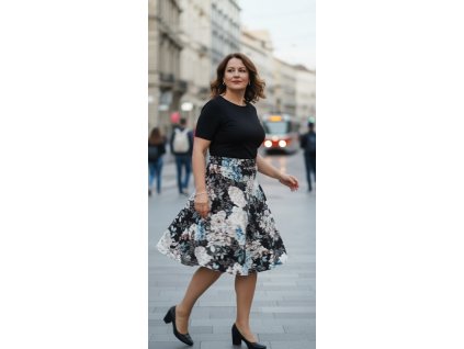ODĚVY SKLADEM - Áčková sukně  Květy - vel. 2XL