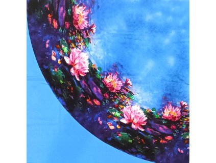 II. JAKOST - Bavlněný úplet - PANEL na půlkolovou sukni 88x176 cm - Akvarelová lekníny