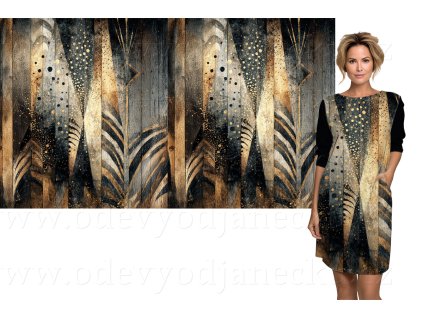 Teplákovina TOP 240g - PANEL 90x176 cm - Zlaté prkna