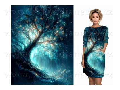 Ferra 260g PANEL na šatytuniku na přední díl 100 cm Modrá záře strom