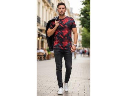 ODĚVY SKLADEM - Pánské tričko Červené káro - vel. L