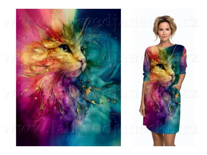 Bavlněný úplet 200g - PANEL na přední díl  XL 100 cm - Elixír Kočka