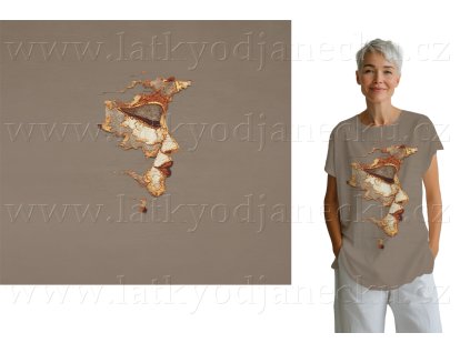 Bavlněný úplet 200g - PANEL na přední díl XL 80 cm - Vyšívaná tvář