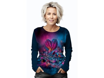 Bavlněný úplet 200g - PANEL na přední díl XL 80 cm - Srdíčko list