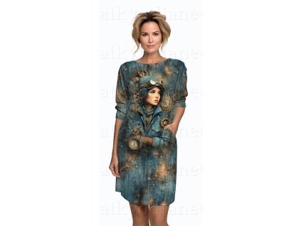 Teplákovina 240g - PANEL na přední díl XL 100 cm - Steampunk Pilotka