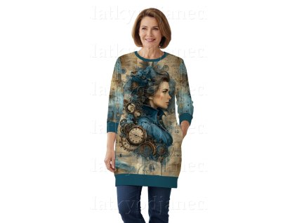 SKLADEM 12/2 - Teplákovina 240g - PANEL na přední díl XL 80 cm - Steampunk Dáma