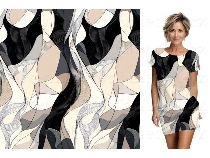 Viskozový úplet 230g - Kubistický styl - KUS 1,5m