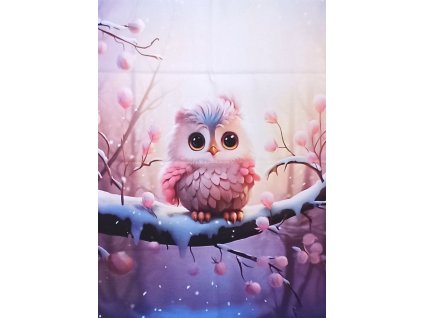 Bavlněný úplet  *  PANEL S * Sovička v zimě