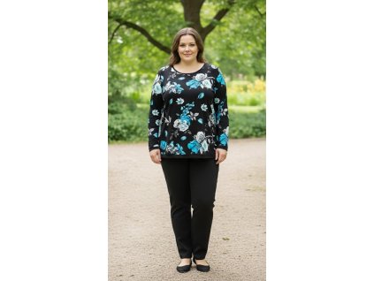 ODĚVY SKLADEM - Halena Modré květy- vel. 2XL