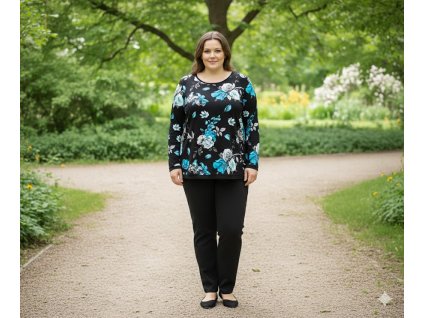 ODĚVY SKLADEM - Halena Modré květy- vel. 2XL