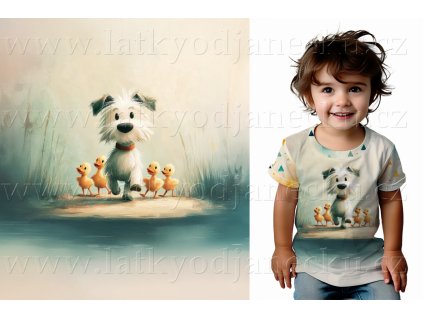 Bavlněný úplet TOP 180g -  PANEL S - Zelená - Pes