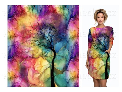 Teplákovina TOP 240g - PANEL na přední díl XL 100 cm - Elixír Strom