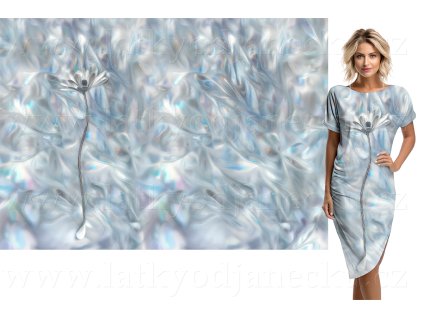 Viskozový úplet 230g - Panel 120 cm - Květ na perleti