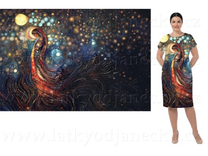 Bavlněný úplet TOP 180g - Panel 120 cm - Vesmírná bohyně