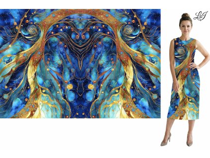 Bavlněný úplet TOP 180g - Panel 120 cm - Zlatá secese