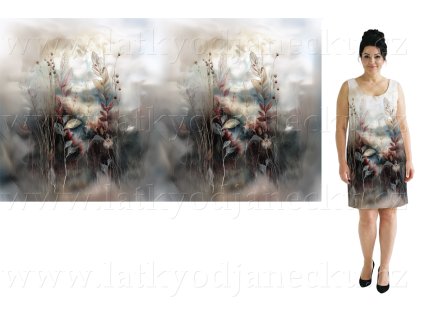 Bavlněný úplet 180g - PANEL XL 100 cm - Mlžná louka