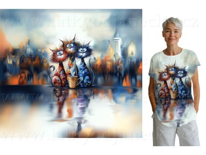 Bavlněný úplet - PANEL XL 80 cm - Kočičí siesta