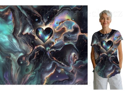 Bavlněný úplet - PANEL XL 80 cm - Mramorová láska