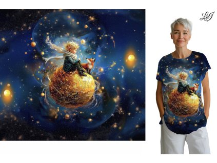 Bavlněný úplet - PANEL XL 80 cm - Princ a liška