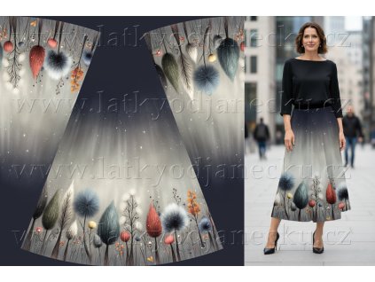 Šatovka 260 g - PANEL NA SUKNI 150x150 cm - Chlupaté rostlinky