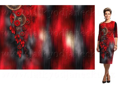 Teplákovina 240g - PANEL na šaty 110 cm - Červená Lapač