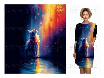 bavlneny uplet 200g panel na predni dil tuniky 100 cm kocka s motyly