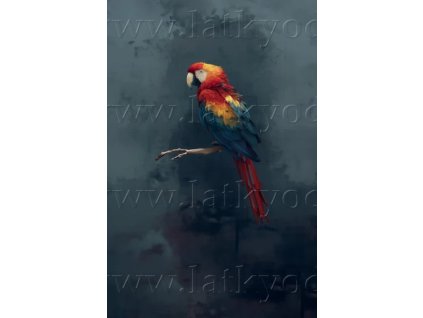 21723 bavlneny uplet panel na predni dil tricka pro deti m papousek na sede