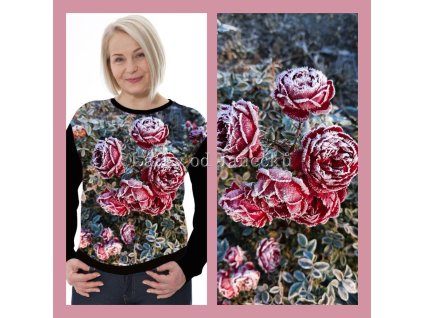 Teplákovina 240g - PANEL na přední díl - XL 80 cm - Ledové květy