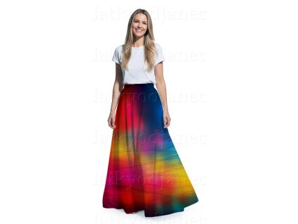 SKLADEM ÚNOR - Bavlněný úplet top 180g -  PANEL na půlkolovou maxisukni 200x176 cm - Barevné linky