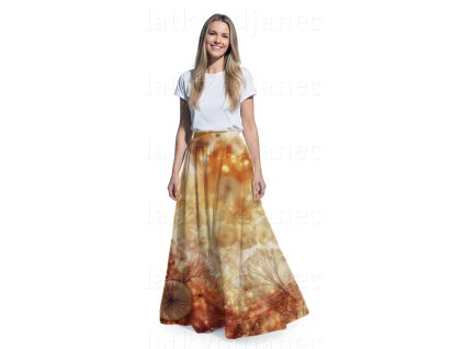 SKLADEM ÚNOR - Bavlněný úplet top 180g -  PANEL na půlkolovou maxisukni 200x176 cm - Zlatavá příroda