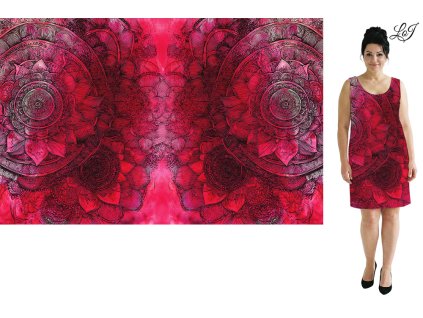 Kimo úplet - PANEL 100x158 cm - Mandala na červené