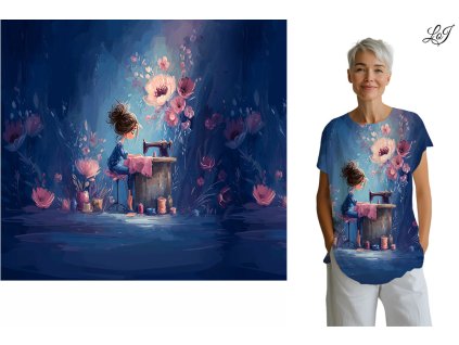 Bavlněný úplet - PANEL XL 80 cm - Růžovomodrá - Švadlenka