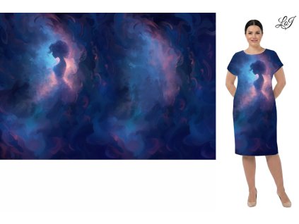 avlněný úplet TOP 180g - Panel 120 cm - Růžovomodrá - Silueta