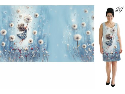 Bavlněný úplet 180g - PANEL 100 cm - Let s pampeliškou7 B