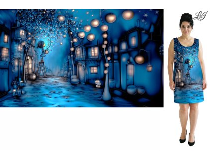 Bavlněný úplet 180g - PANEL 100 cm - Dívka s konvičkou