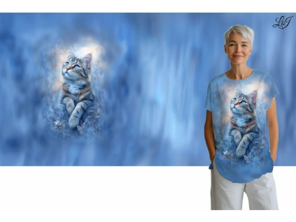 Kimo úplet - PANEL 80x158 cm - Kočka na modré